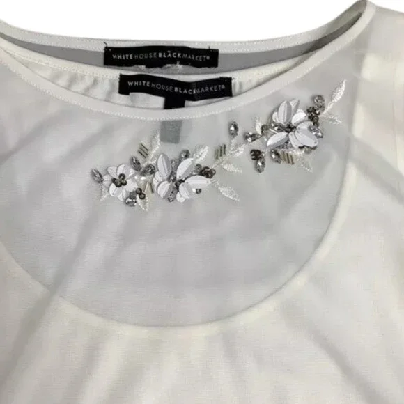 White House Black Market White Embellished Blouse 2pc – NWT Size Medium - Picture 2 of 3